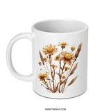 Floral Mug, Daisy Mug, Wheatgrass Mug, Flower Coffee Mug, Botanical Mug, Plant Mug, Nature Mug, Flower Lover Gift, Mug Gift, Unique Mug - Tawshia