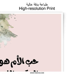 Arabic Wall Art Prints, Islamic Mom Quote, Watercolor Art, Mother's Day Gift, Home Decor, Photographic Prints, Arabic Calligraphy - Tawshia