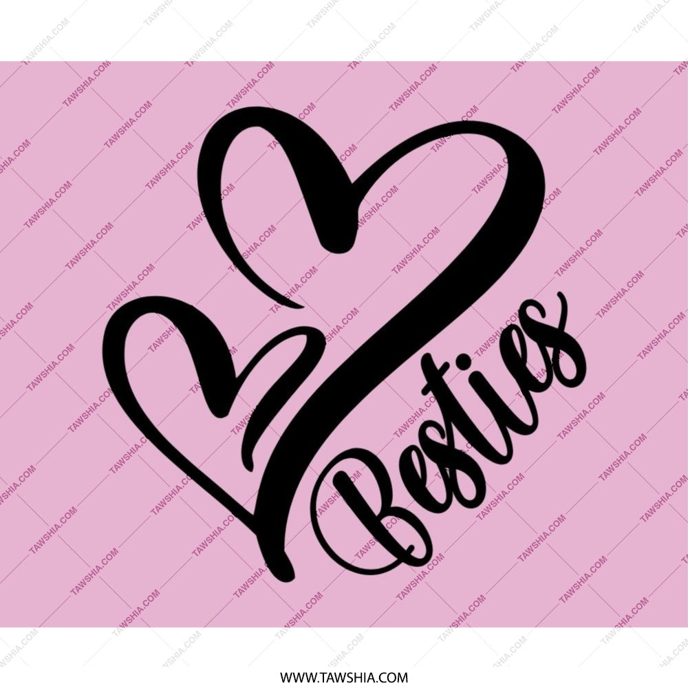 Besties Heart Mouse Pad, BFF Gift, Best Friend Mousepad, Friendship Present, Cute Desk Decor, Gift For Her, Desk Accessory - Tawshia