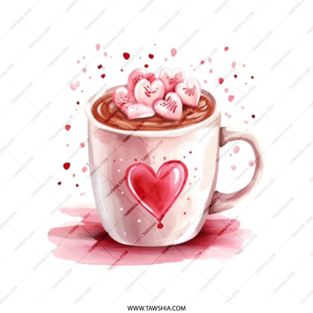 Heart Mug Tote Bag, Valentine's Day Gift, Cute Coffee Bag, Love Cocoa, Marshmallow Art, Aesthetic Reusable Shopping Bag, Gift For Her - Tawshia