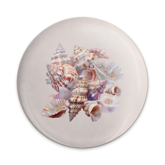 Seashell Pinback, Ocean Shells Badge, Beach Lover Gift, Seashell Art Pin, Coastal Decor Jewelry, Seashell Illustration, Beach Theme Pin - Tawshia