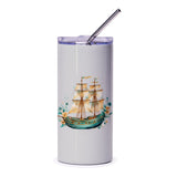 Sailing Ship Tumbler, Nautical Vessel Gift, Floral Pirate Ship Tumbler, Ocean Lover Present, Water Bottle, Travel Mug, Unique Present - Tawshia