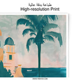 Coastal Photographic Print, Tropical Palm Tree Art, Seaside Town Print, Ocean View Photography, Italy Inspired Wall Art, Home Decor - Tawshia