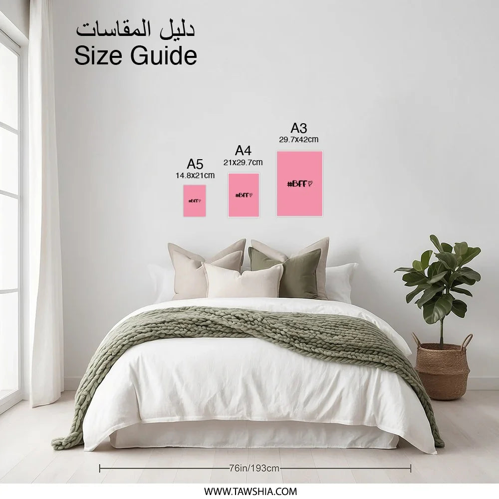 BFF Heart Photographic Prints, Best Friends Forever Decor, Cute Wall Art, Friendship Gift, Room Decor, Aesthetic Room Decor, Girl Room Decor - Tawshia