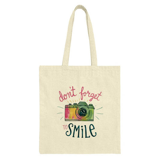 Camera Tote Bag, Don't Forget To Smile, Photography Gift, Everyday Tote, Colorful Tote, Photographer Tote Bag, Camera Design Tote Bag - Tawshia