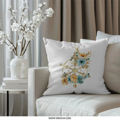 Floral Ship Wheel Pillow, Nautical Decor, Elegant Flower Accent Pillow, Coastal Home Throw Pillow, Decorative Pillows, Beach House Decor - Tawshia