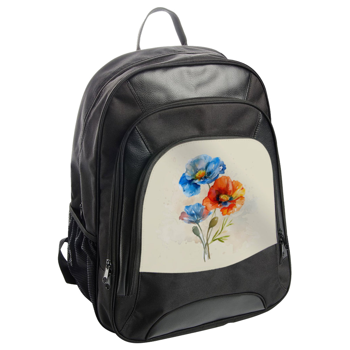 Colorful Floral Design on Black Backpack product type