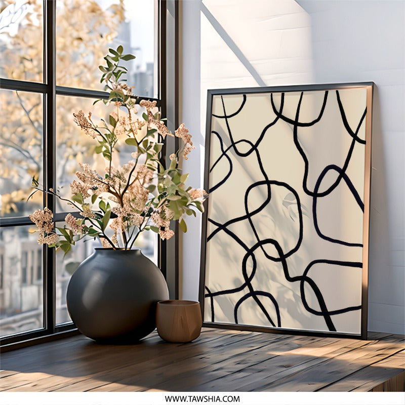 Abstract Line Art, Modern Wall Art, Minimalist Decor, Simple Lines Wall Art, Contemporary Art Print - Tawshia
