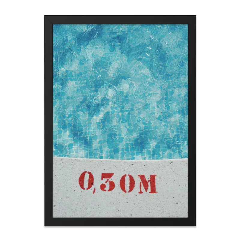 Pool Water Wall Art, Red Depth Sign, Cool Blue Waves, Summer Vibes Print, Home Decor Artwork, Modern Aesthetic Photo - Tawshia