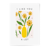 I Like You a Lot Photographic Print, Floral Art Print, Yellow Flowers, Vase Art, Cute Gift, Love Gift, Home Decor, Wall Art - Tawshia