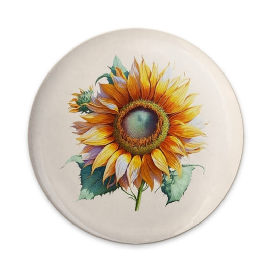 Sunflower Pinback Button, Floral Art Pin, Cute Summer Accessory, Botanical Badge, Trendy Pin, Gift Idea, Flower Lover Button, Nature - Tawshia