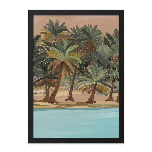 Tropical Palm Tree Wall Art, Beach Landscape Print, Oasis Painting Poster, Coastal Decor, Summer Art Print, Vacation Vibes Artwork - Tawshia