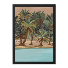 Tropical Palm Tree Wall Art, Beach Landscape Print, Oasis Painting Poster, Coastal Decor, Summer Art Print, Vacation Vibes Artwork - Tawshia