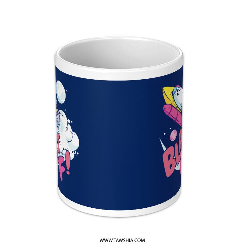 Fun Cartoon Characters Blue Coffee Mug product type