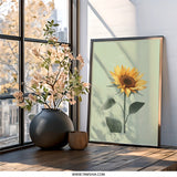 Sunflower Wall Art Print, Floral Wall Decor, Botanical Art Print, Modern Home Decor, Yellow Flower Art, Summer Wall Art, Framed Art - Tawshia
