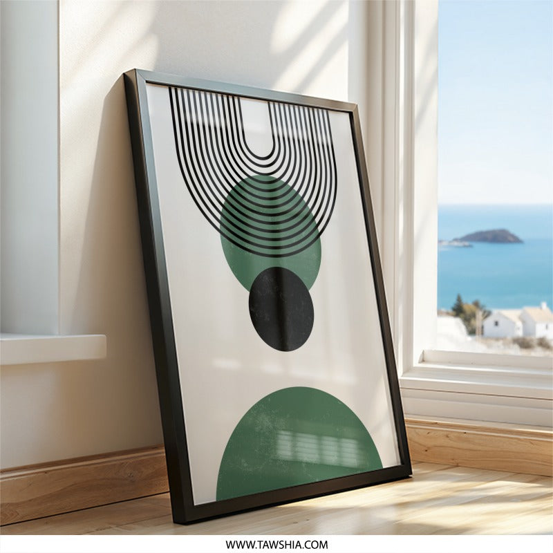 Abstract Geometric Wall Art, Modern Shapes Print, Arches Circles Art, Minimalist Home Decor, Contemporary Wall Decor, Trendy Aesthetic Art - Tawshia