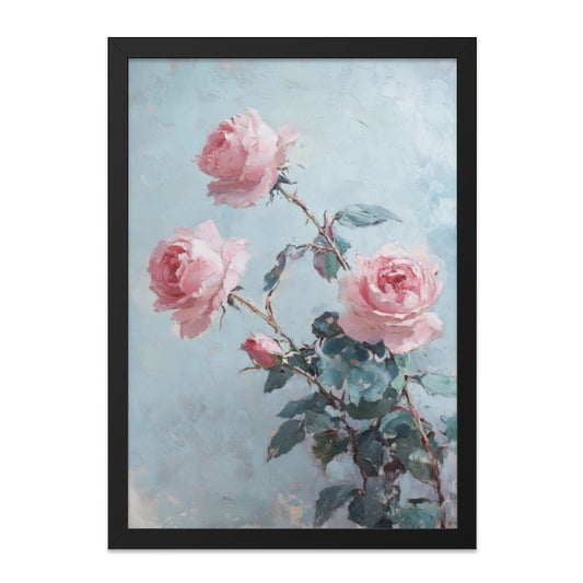 Pink Roses Wall Art, Floral Print, Vintage Botanical, Fine Art Decor, Elegant Home Decor, Rose Painting, Romantic Artwork - Tawshia