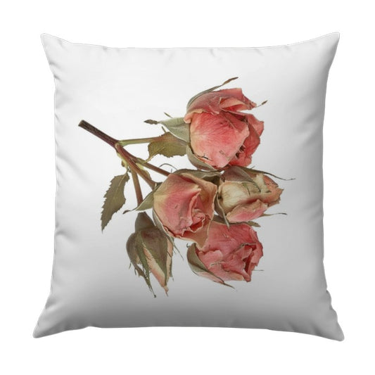 Dried Roses Pillow, Botanical Pillow, Floral Throw Pillow, Delicate Pink Roses Design, Home Decor Accent Pillow - Tawshia