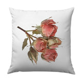 Dried Roses Pillow, Botanical Pillow, Floral Throw Pillow, Delicate Pink Roses Design, Home Decor Accent Pillow - Tawshia