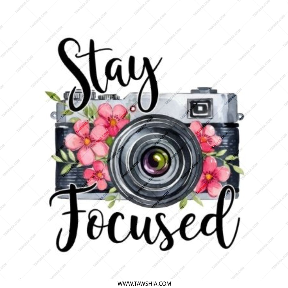 Stay Focused Camera Pinback Button, Floral Photography Gift, Photographer Accessories, Motivational Button Badge, Cute Camera Button - Tawshia