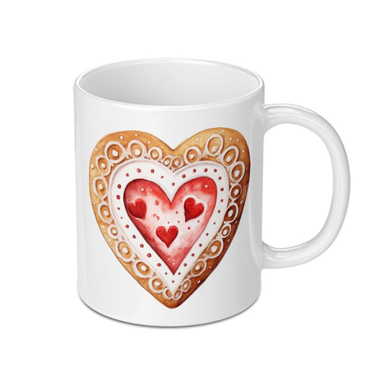 Heart Cookie Mug, Valentine's Day Gift, Sweet Treat Mug, Cute Coffee Cup, Love Mug, Baking Lover Gift, Holiday Mug, Festive Mug, Heart - Tawshia