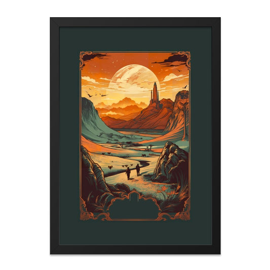 Fantasy Landscape Wall Art, Orange Sunset Print, Adventure Artwork, Framed Nature Scenery, Home Decor, Unique Gift Idea - Tawshia