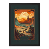 Fantasy Landscape Wall Art, Orange Sunset Print, Adventure Artwork, Framed Nature Scenery, Home Decor, Unique Gift Idea - Tawshia