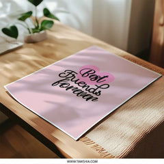 Best Friends Forever Print, Friendship Gift, Heart Decor, Photographic Prints, Home Decor, Gift For Her, Wall Art, Pink Theme - Tawshia