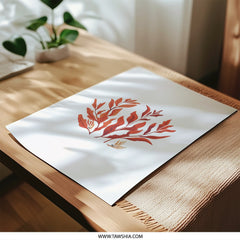 Botanical Photographic Print, Orange Leaves Art, Minimalist Wall Decor, Modern Home Art, Nature Inspired, Fall Decor, Simple Art Print - Tawshia