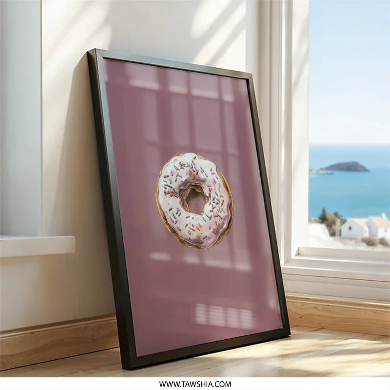 Donut Wall Art, Sprinkle Donut Print, Foodie Art, Kitchen Wall Decor, Donut Lover Gift, Modern Art Print, Sweet Treat Wall Art - Tawshia