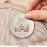 Baby Nursery Pinback Button, Boho Baby Room Decor, Baby Cot Illustration, Neutral Tones Room, Gift for New Parents, Cute Baby Button - Tawshia