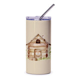 Owl House Tumbler, Cute Woodland Creature Tumbler, Animal Tumbler, Adorable Cabin Art Tumbler, Unique Design Tumbler, Gifts for her Tumbler - Tawshia