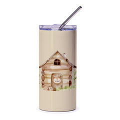 Owl House Tumbler, Cute Woodland Creature Tumbler, Animal Tumbler, Adorable Cabin Art Tumbler, Unique Design Tumbler, Gifts for her Tumbler - Tawshia