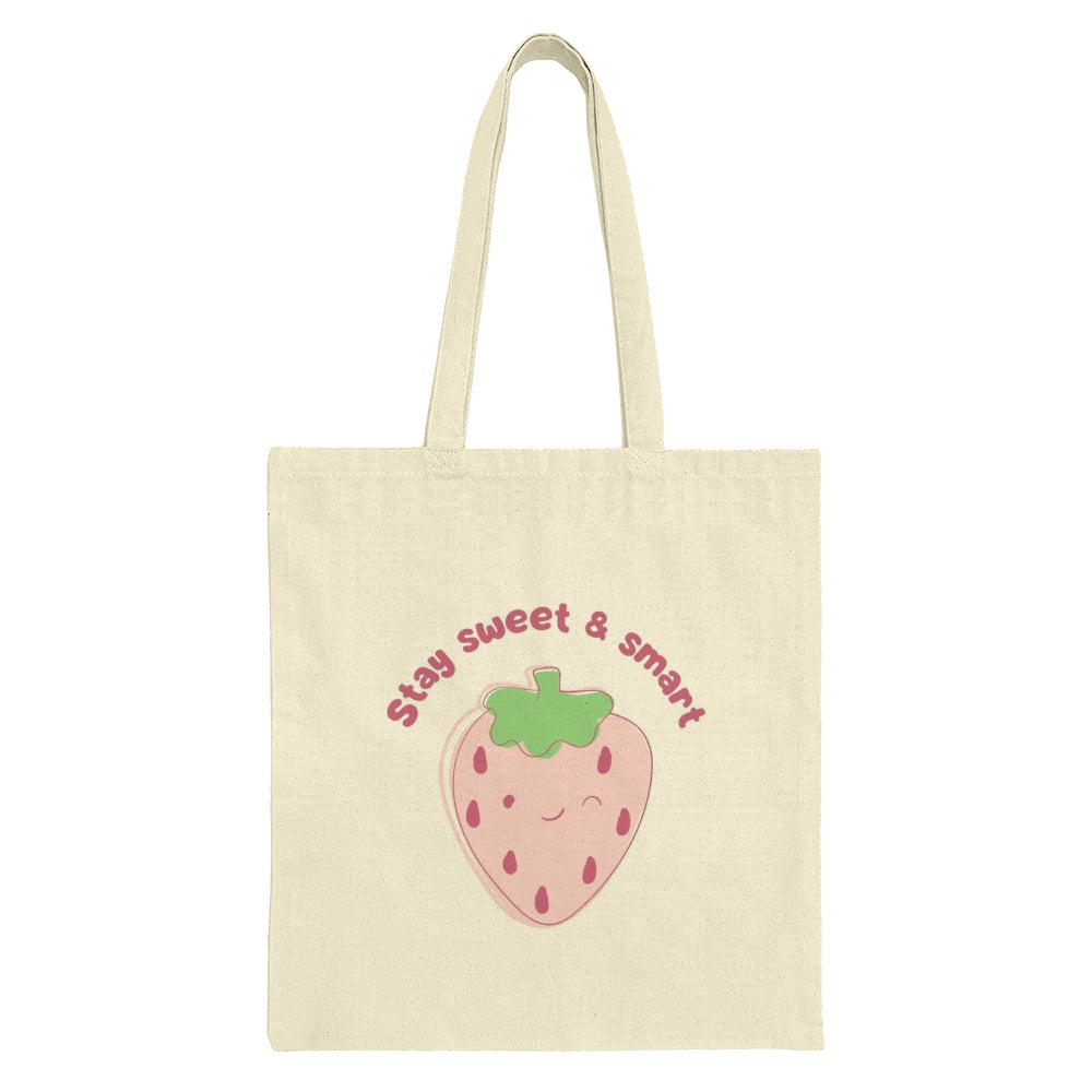 Strawberry Tote Bag, Cute Fruit Design, Stay Sweet and Smart, Everyday Tote, Trendy Shopping Bag, Gift Idea - Tawshia