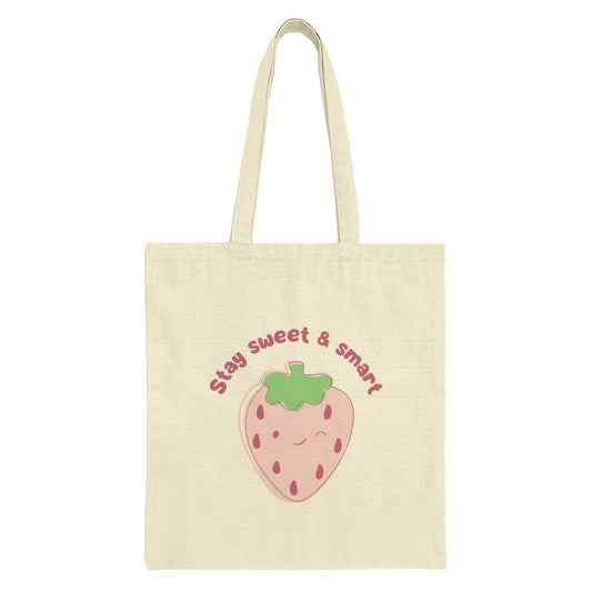 Strawberry Tote Bag, Cute Fruit Design, Stay Sweet and Smart, Everyday Tote, Trendy Shopping Bag, Gift Idea - Tawshia