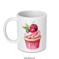 Watercolor Cupcake Mug, Dessert Mug, Sweet Treat Gift, Unique Mug, Birthday Gift Idea, Coffee Lover Gift, Pastry Mug, Foodie Present - Tawshia