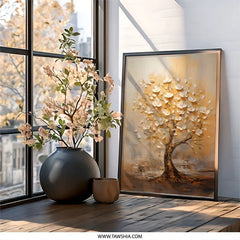 Floral Tree Wall Art, Abstract Flower Tree, Blossom Tree Painting, Textured Wall Decor, Nature Inspired Art, Botanical Wall Print - Tawshia