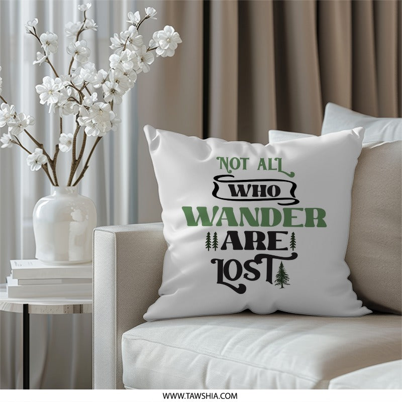 Wanderlust Pillow, Travel Lover Gift, Nature Inspired Pillow, Hiking Adventure, Home Decor, Inspirational Quote, Gift for Explorer - Tawshia