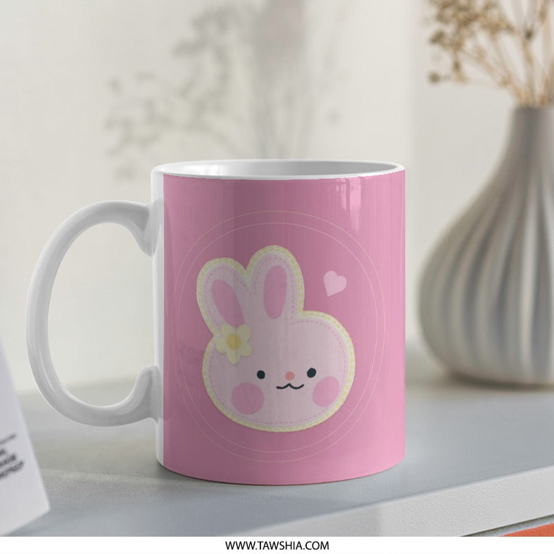 Cute Bunny Mug, Pink Rabbit Gift, Kawaii Coffee Cup, Animal Lover, Spring Decor, Easter Mug, Bunny Lover Gift, Tea Cup, Gift Idea - Tawshia