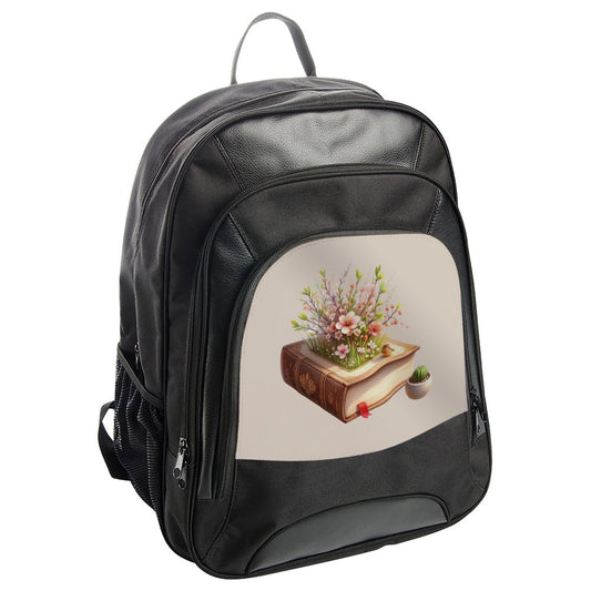 Floral Book Backpack, Botanical Design, Literary Gift, Flower Book Bag, Unique Backpack, Nature Lover Backpack, Bookworm Backpack - Tawshia