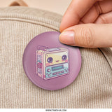 Kawaii Tape Player Pinback Button, Retro Style Button, Cute Music Lover Gift, 80s 90s Nostalgia Pin Button, Unique Accessories - Tawshia