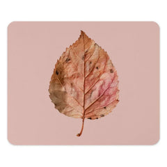 Autumn Leaf Mouse Pad, Fall Decor, Pink Background, Nature Inspired, Desk Accessory, Office Gift, Unique Mousepad, Home Office, Gaming - Tawshia