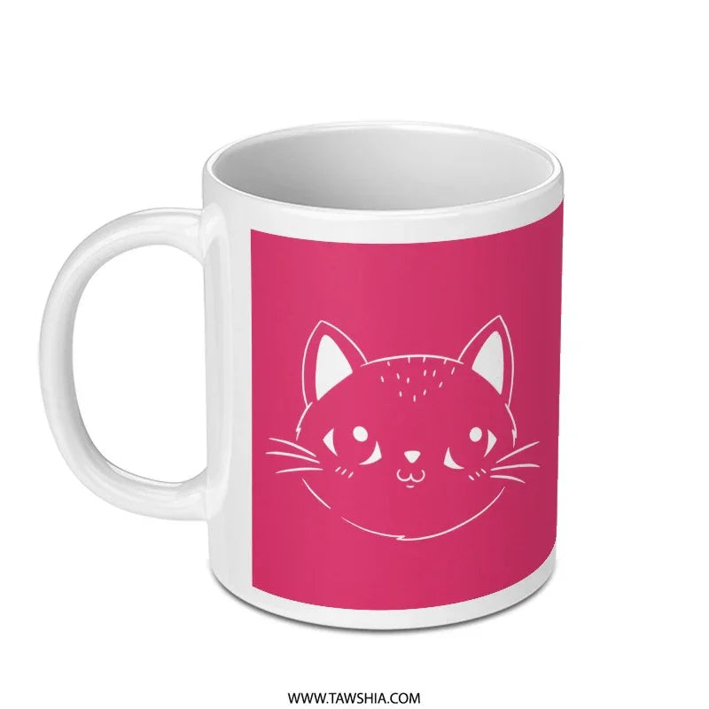 Cute Pink Cat Face Design Mug Coffee Tea Product