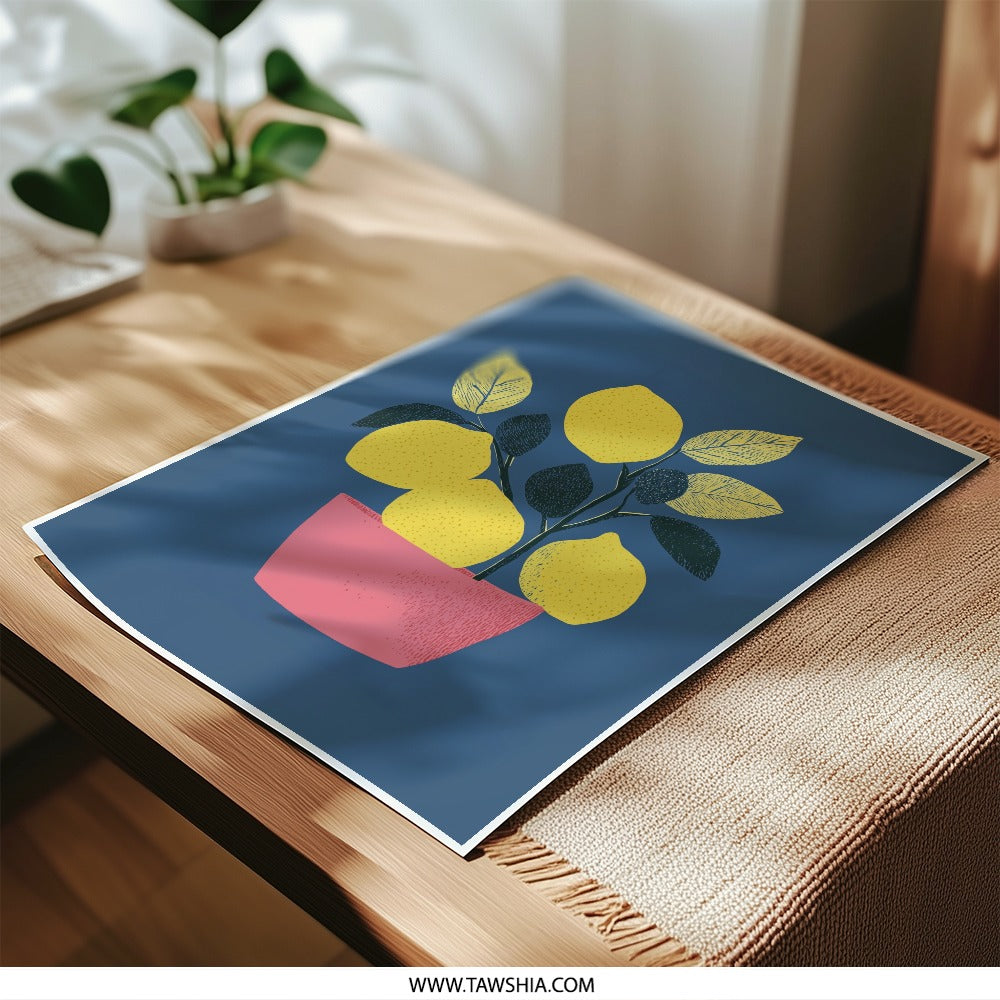 Lemon Tree Photographic Print, Modern Wall Art, Citrus Decor, Botanical Illustration, Kitchen Art Print, Trendy Home Decor - Tawshia