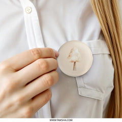 Watercolor Tree Pinback Button, Beige Tree Badge, Cute Tree Pin, Earth Tone, Minimalist Design Button, Unique Tree Art Pinback Button - Tawshia