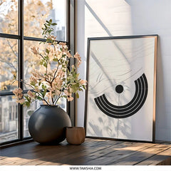 Minimalist Wall Art Print, Abstract Geometric Decor, Modern Home Art, Circle and Line Design, Neutral Wall Art, Contemporary Art Print - Tawshia