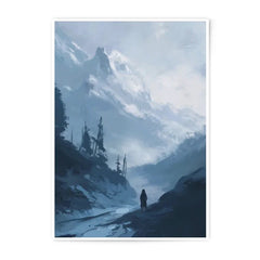 Winter Mountain Photographic Print, Snowy Landscape Art, Moody Nature Wall Decor, Mountain Scenery Photo, Cold Climate Artwork - Tawshia