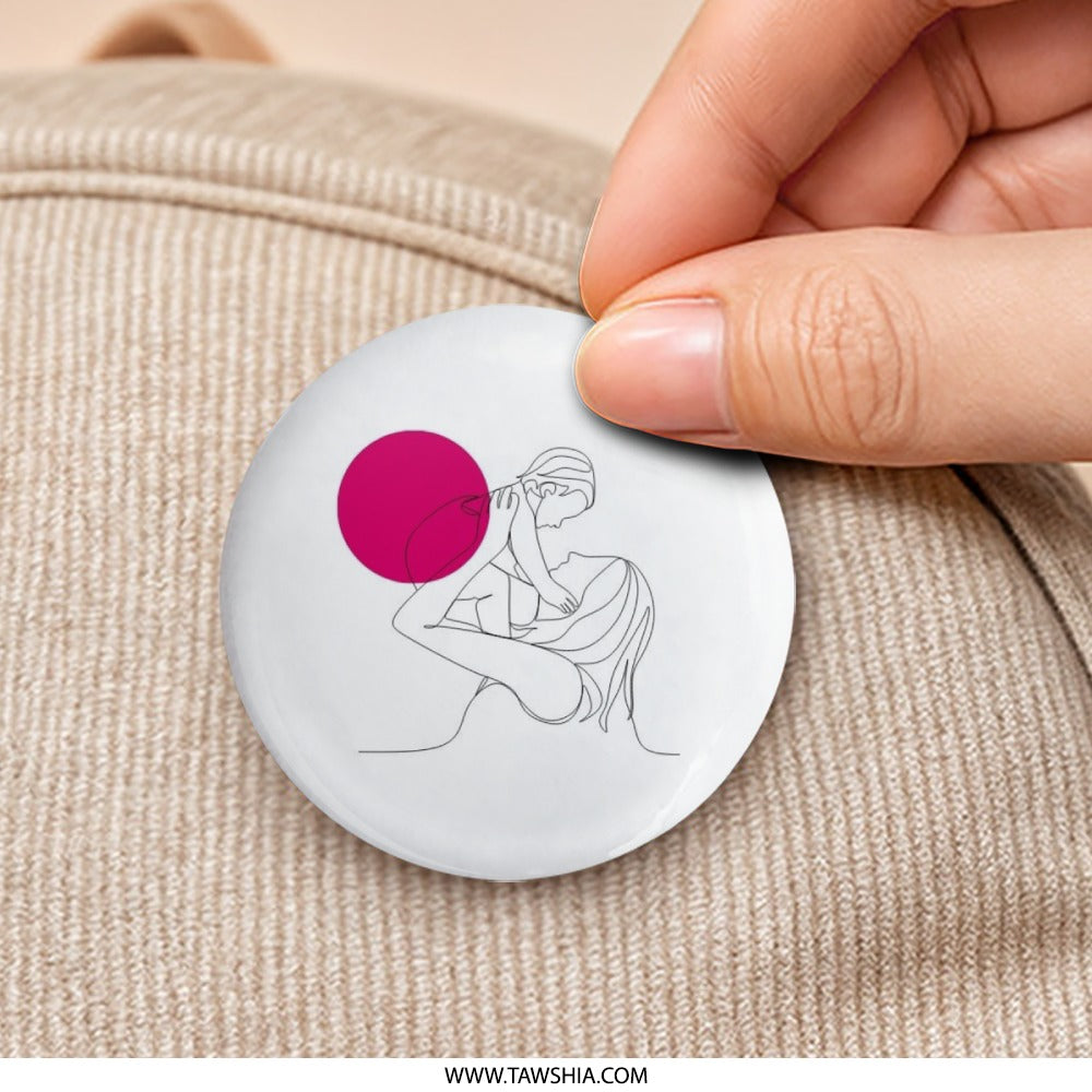 Mother and Child Art Pinback Button, Minimalist Mom and Baby, Motherhood Line Art, Gift for New Mom, Cute Aesthetic Pinback Button - Tawshia