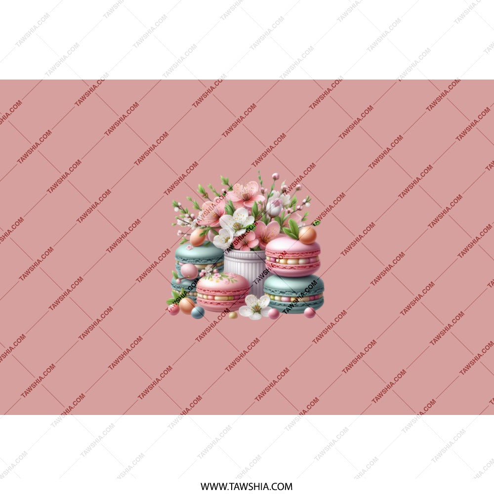 Macarons and Flowers Tumbler, Floral Tumbler, Dessert Tumbler, Pretty Tumbler, Foodie Gift, Baking Lover Gift, Unique Tumbler, Tumbler - Tawshia