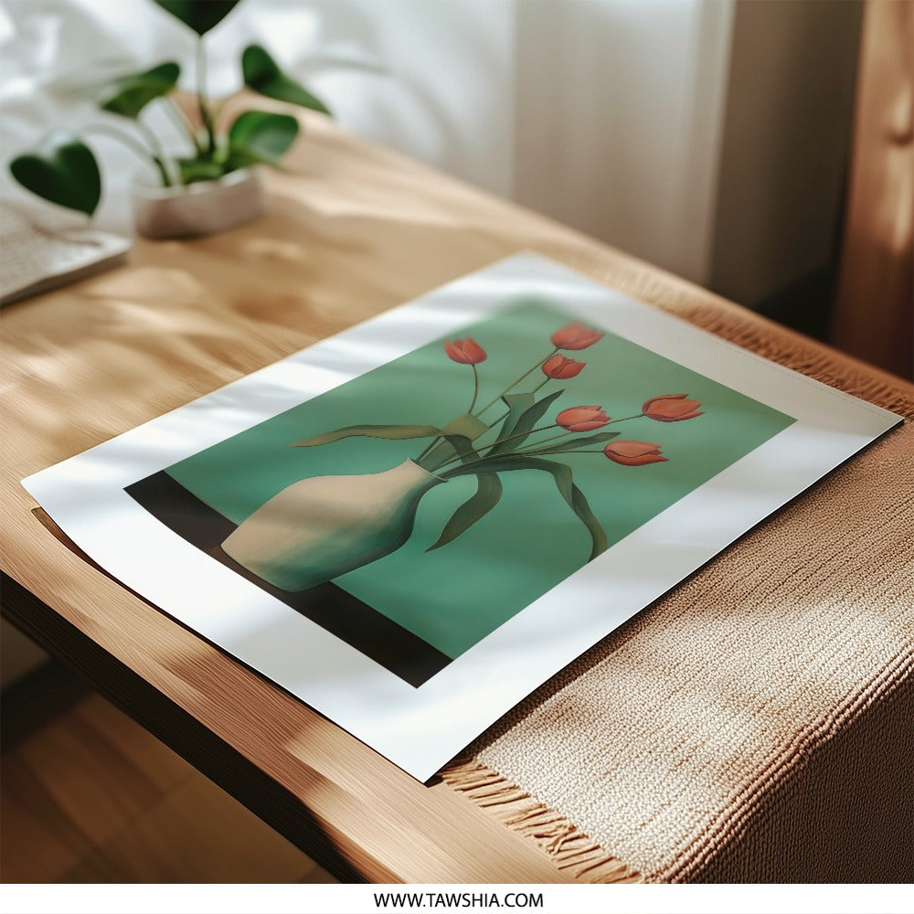 Tulip Photographic Print, Floral Art, Vase Still Life, Fine Art Print, Modern Home Decor, Botanical Wall Art, Flower Photography - Tawshia